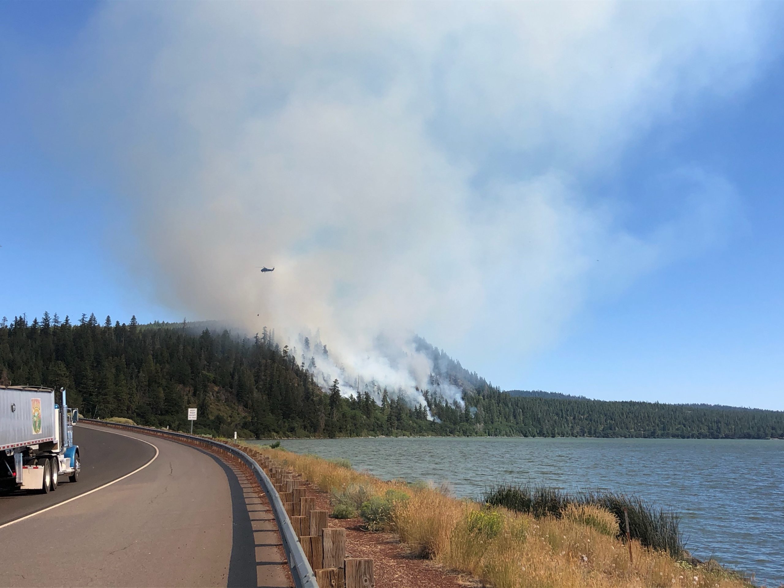 ODF and other firefighters work on Spence Fire west of Klamath Lake