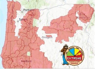 State forests in NW Oregon moving to extreme fire danger; additional public use restrictions in place