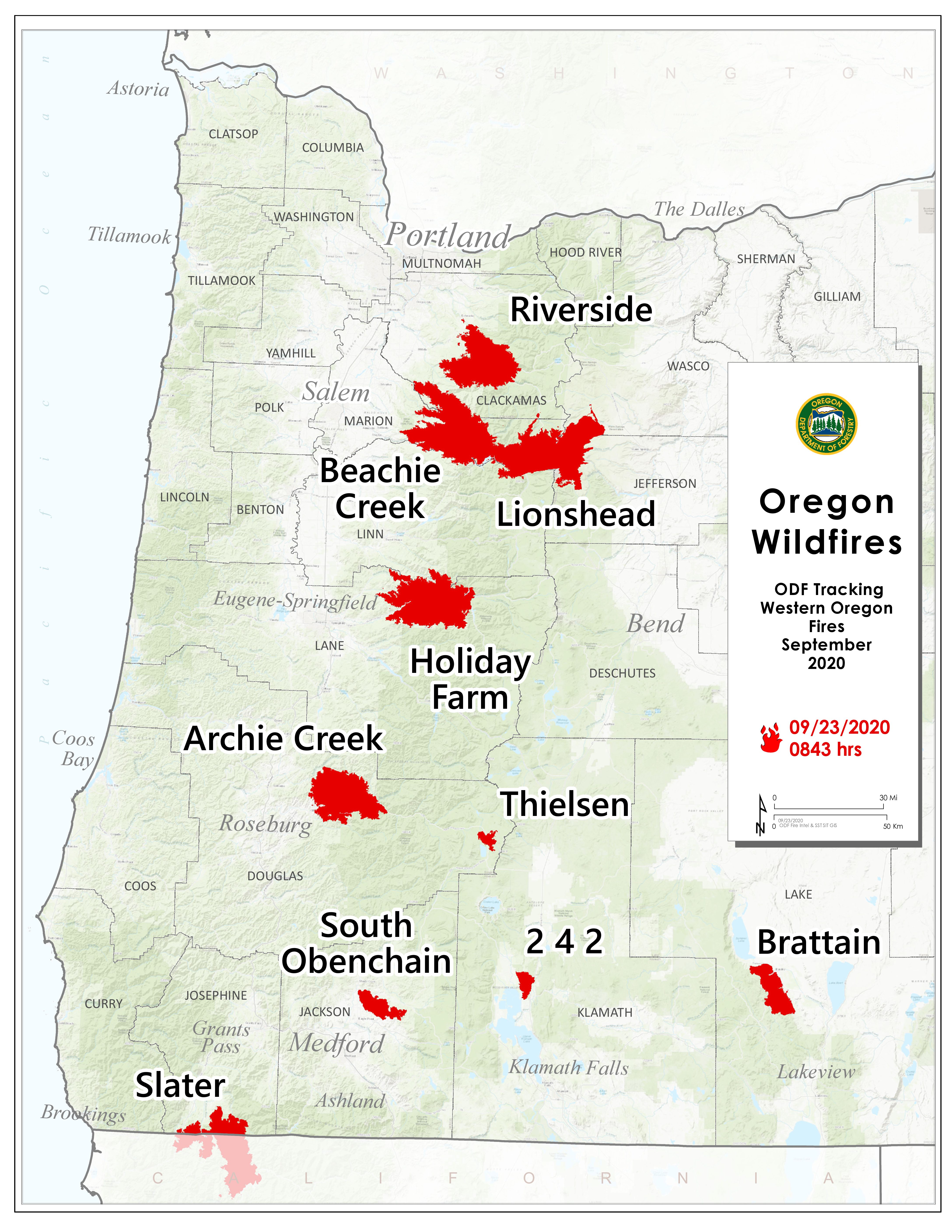 ODF fire report for Wednesday, Sept. 23, 2020