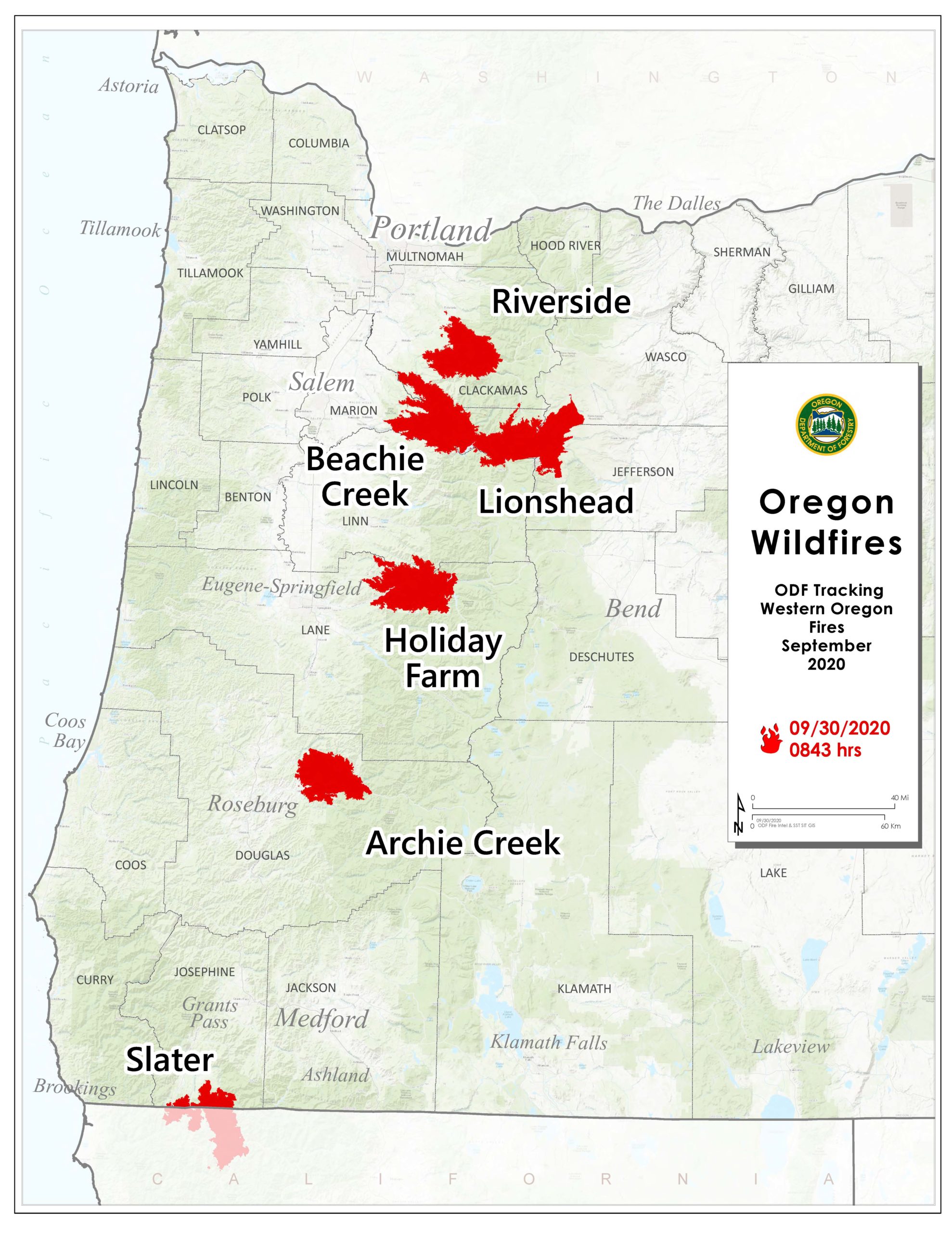ODF fire report for Wednesday, Sept. 30, 2020