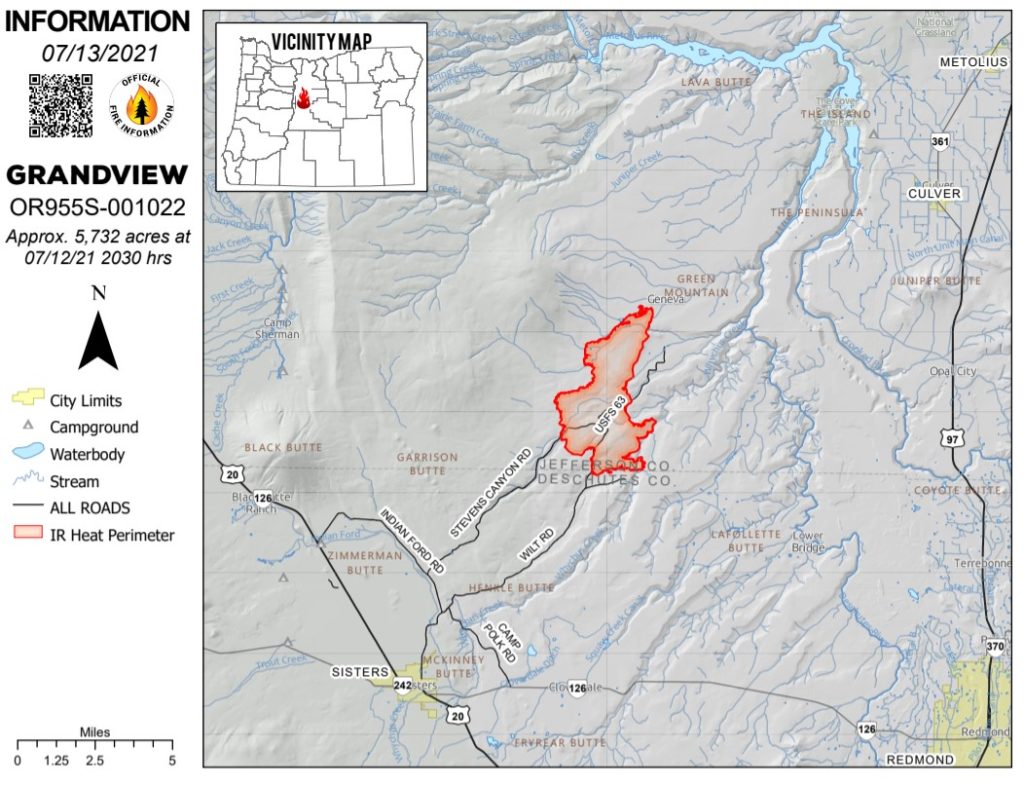 Perimeter map of Grandview Fire.