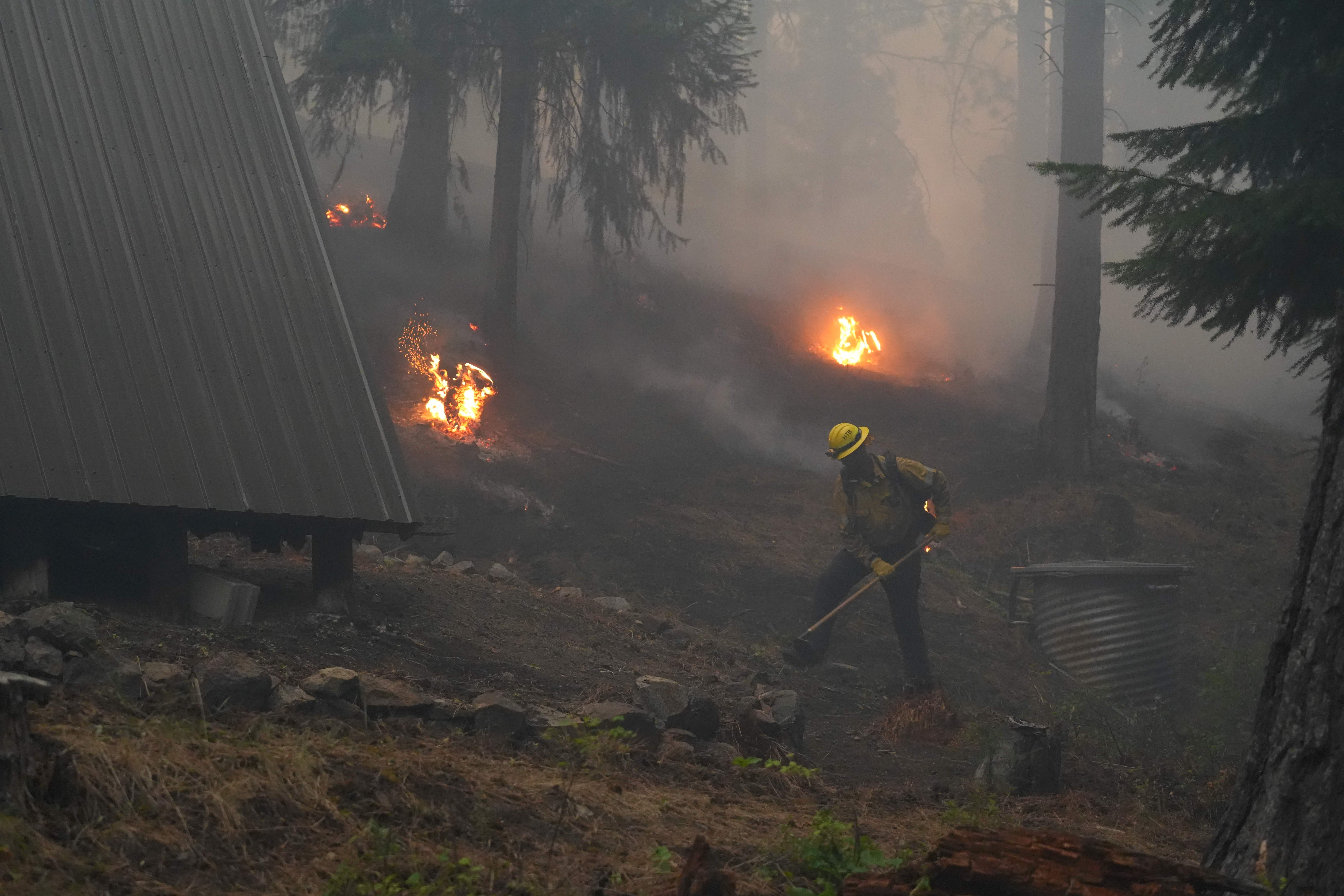 Firefighter working at night.